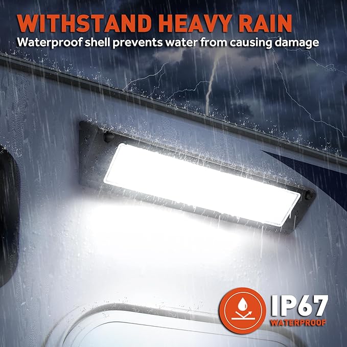 LED RV Exterior Porch Utility Light Waterproof 10-30V DC Low Current 13" Lighting Fixture 90W 2800LM Aluminum Base led Scene Lighting for RV, Trailer, Camper(6000K Nature White)