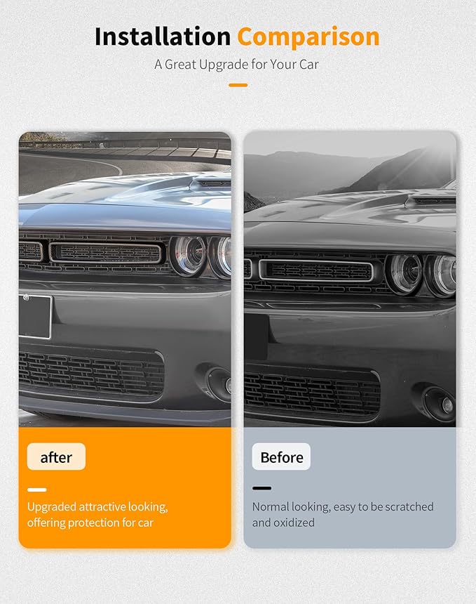 Hoolcar Front Grille Radiator Grille Insert Cover Grillwork Trim Compatible with Dodge Challenger 2015-2024, Exterior Accessories, Carbon Fiber, 2pcs