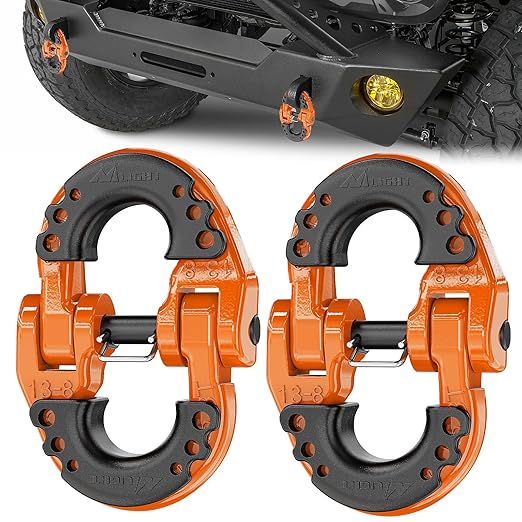 Nilight Safety Chain Connector Link, 1/2In Tow Hitch Hammerlock Coupling Link, 2 Pack Forged Steel Tow Chain Connector for Chain Link/Recovery Rope Link/Shackle, 12000 lbs Load Limit, Orange