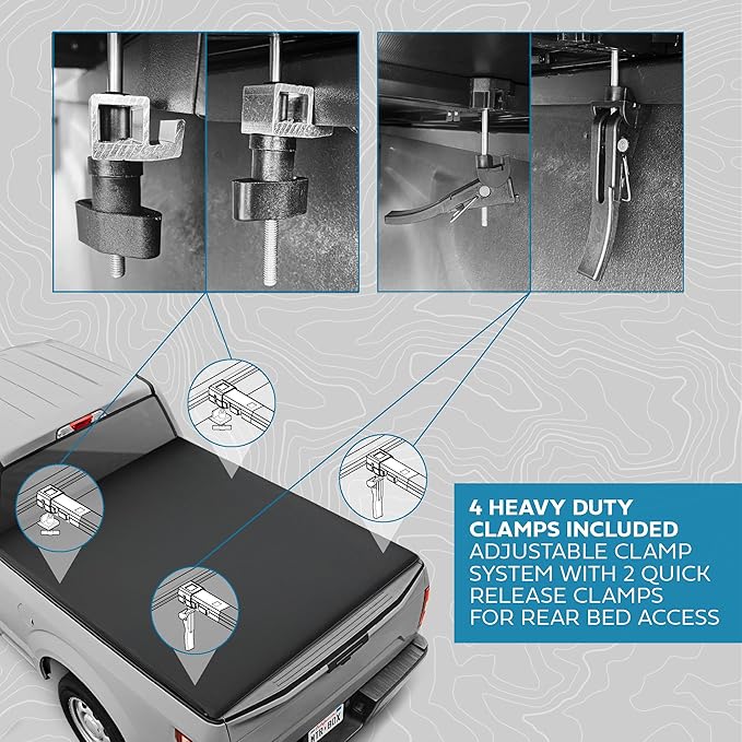 Truck Tonneau Cover for Chevy Silverado 1500 / GMC Sierra 1500 2007-2018 with 5.8 ft Bed Length, All-Weather Soft Tri-Fold Truck Bed Cover for Truck Black