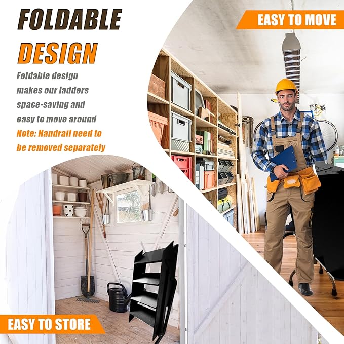 4 Step Foldable Step Stool,Step Ladder Folding,RV Steps with Height Adjustable Handrail and Non Slip Feets, Hot Tub Steps for Home, Travel Trailer, Camper, Mobile Home, Spa, and Porch