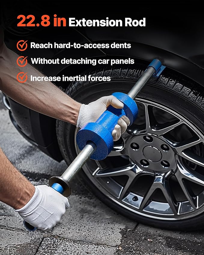 VEVOR Dent Puller Kit, 13 lbs 14-in-1 Slide Hammer Dent Removal Kit, Heavy-Duty Auto Body Truck Repair Automotive Damage Remover Tool Repair Frame with Carrying Case, Extension Rod, Non-Slip Handle