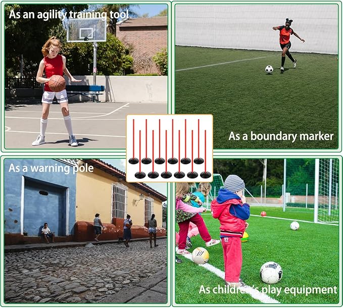 Orange Soccer Agility Poles Set Detachable Sports Trainning Speed Pole Slalom Poles with Rubber Base Sport Traning Equipment