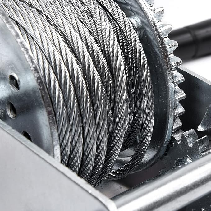 800lbs Hand Winch Steel Cable Boat Trailer Winch Two-Way Ratchet Gear Manual Winch Crane Weight Dock Leveling Winch with 8m Steel Wire for ATV Truck Towing