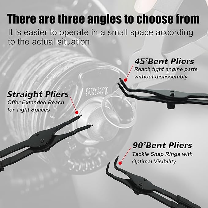 SGT 14pc Snap Ring Pliers Set,Internal & External Circlip Pliers with 45°/90° Bent and Straight Pliers, Hook & Pick,Heavy Duty Removal Tool with Storage Case & Gloves