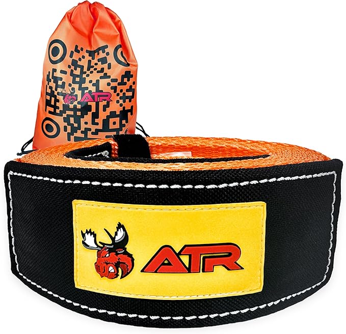 ATR Recovery Tow Strap 3″ x 20 ft – 22,200 lbs Breaking Strength, Heavy Duty Off-Road Recovery Strap for Truck, Jeep, SUV, Snatch Strap with Storage Bag – ATR USA