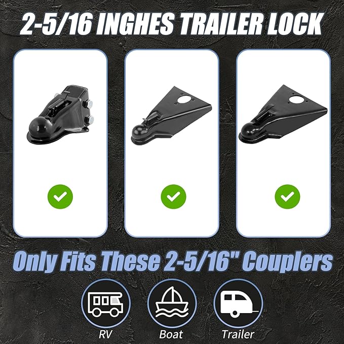 2 5/16 Inch Trailer Hitch Lock - 2516 Heavy Duty Anti Theft Lock Secures Ball Coupler and Safety Chains for RV,Boat,Dump,Cargo and Camper Trailers (Red)