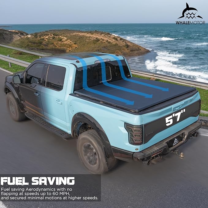 Truck Bed Tonneau Cover Compatible with Dodge Ram 1500(2009-2024) Classic&New 5.7 ft Short Box w/o Rambox, Soft Roll Up Style