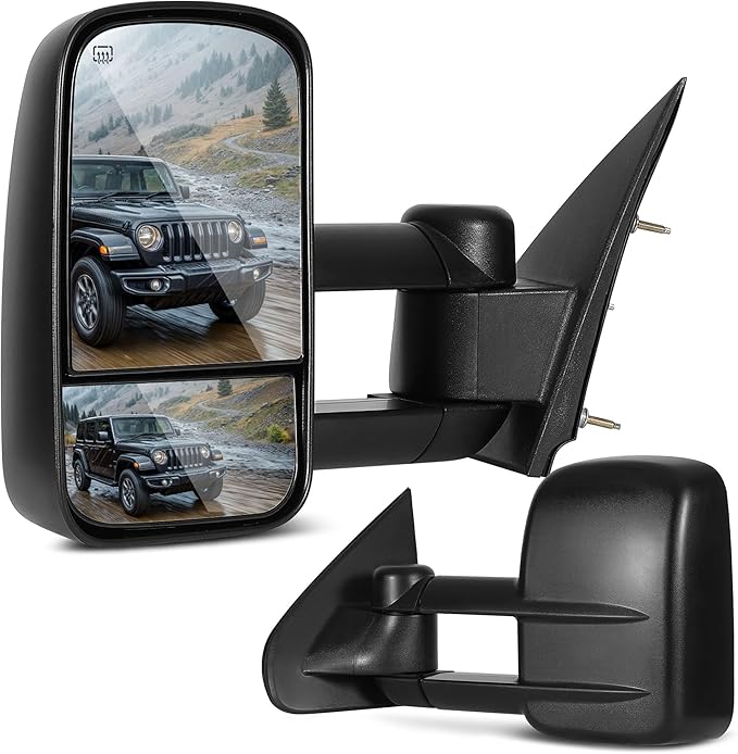 DWVO Towing Mirrors Compatible with 2015-2018 Silverado Sierra 2500 HD 3500 HD, 2014-2018 Chevy Silverado GMC Sierra 1500, Heated Telescoping Power Control Manually Folding Side Mirror