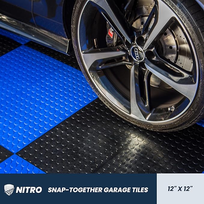 FlooringInc's Nitro 12"x12" Snap-Together Garage Flooring Tiles, Non-Slip Interlocking Plastic Floor Mat, Garage Organization & Storage, Coin Pattern, Sahara Sand, 12 Tiles, 12 Sq/Ft