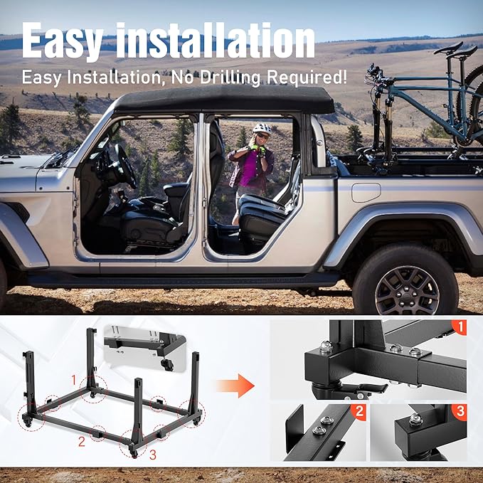 Door Hanger Storage Rack Bracket Holder Compatible with 1987-2024 Jeep Gladiator JT & Wrangler JK JKU JL JLU TJ YJ JKU Removable Stand Cart Sliding for 2/4 Door (Black)