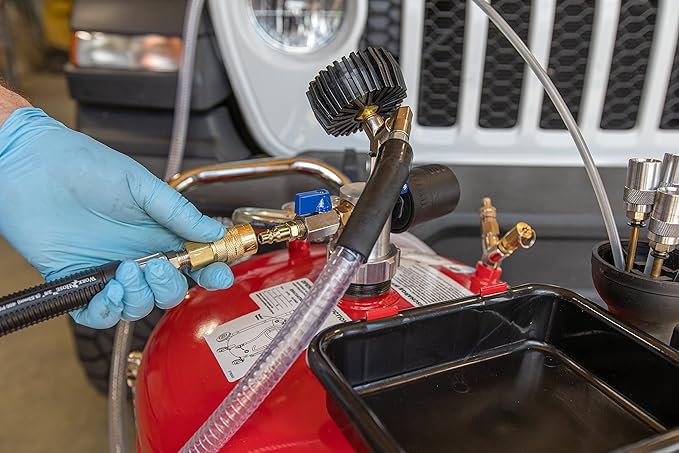 Lincoln 3637 25 Gallon Pneumatic Portable Self-evacuating Fluid Evacuator, Compressed Air-operated Venturi, Built-in regulator, Tool Tray, Tank-mounted Clip, 4) Flexible and 2) Rigid Dipstick Wands