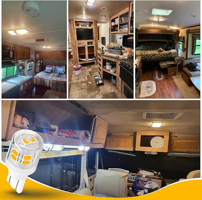 RV Trailer Landscape T10 921 194 922 912 168 12V Car Backup Reverse LED Lights Bulbs Width Lamp, Warm White 2700k, LED Replacement Camper Boat Trunk Map License Interior Ceiling Dome Light Bulbs,5Pack