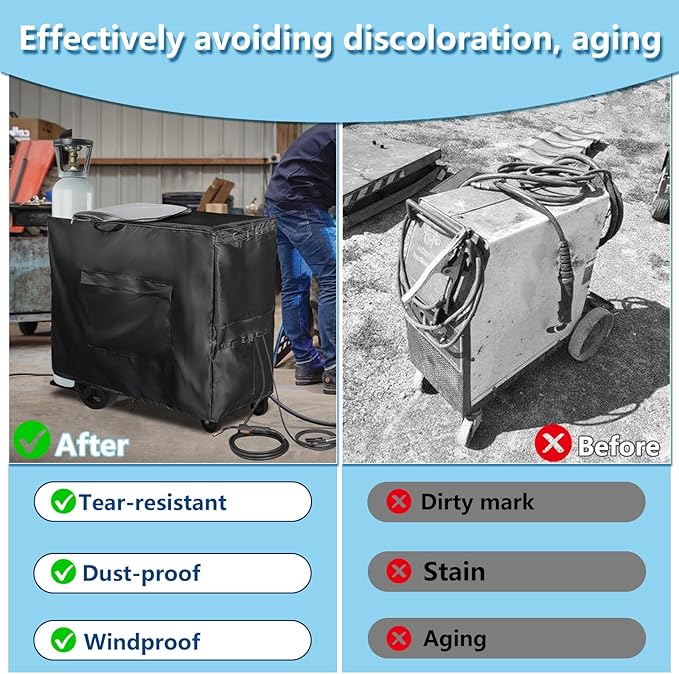 Welding Machine Cover with Zipper,Heavy Duty 600D Waterproof Welding Cart Cover, for Welder Machine Models TIG/MIG 240/230/MP250i/252/255.(40''L*16''W*32''H)