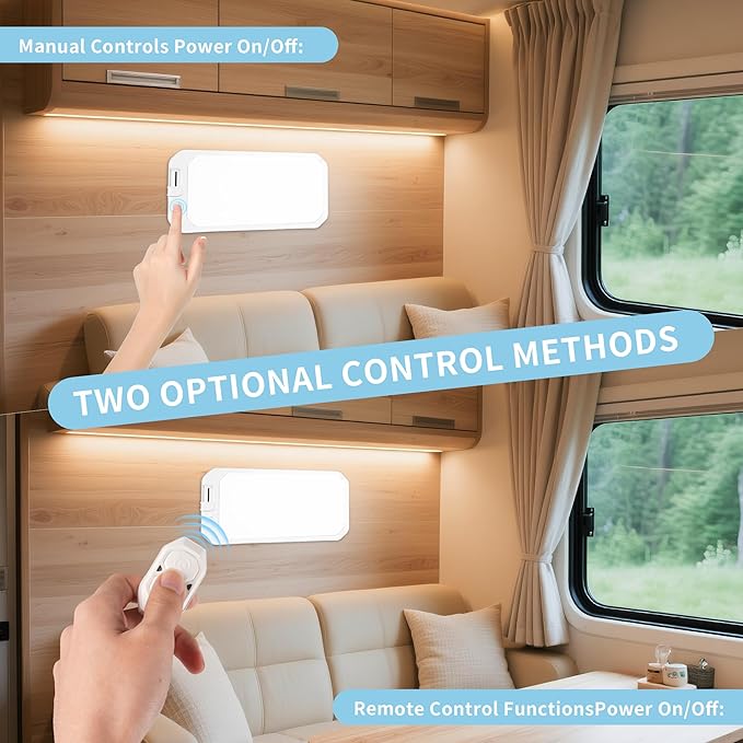 4 Pack RV Lights Interior, 3 Color RV LED Super Bright Fixture DC12-30V Camper Lights with Stepless Dimming and Remote Control Energy-efficient Ceiling Light for RV/Camper/Car/Trailer/Boat