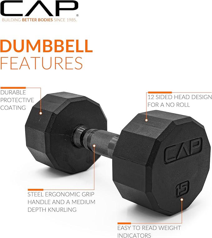 CAP Barbell Coated Dumbbell Weight | Multiple Options Pairs & Sets