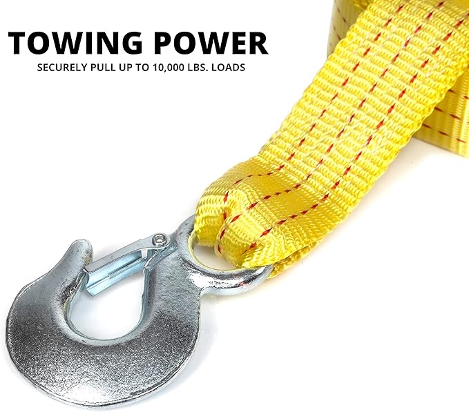 NEIKO 51005A Heavy-Duty Tow Strap with Hooks 2 Pack, 2 Inches by 20 Feet, Woven Polyester Webbing, and 10,000-Pound Capacity, HD Truck Recovery Strap and ATV Tow Strap, Tow Rope for Vehicles