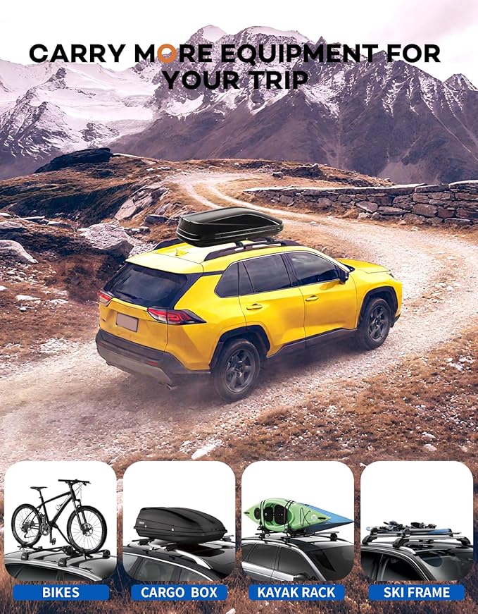 300lbs Lockable Roof Rack Cross Bars Compatible with 2019-2025 RAV4 Adventure/TRD Off-Road, Heavy Duty Aluminum Roof Rails Crossbars Cargo Canoe Black Rooftop Cargo Carrier.