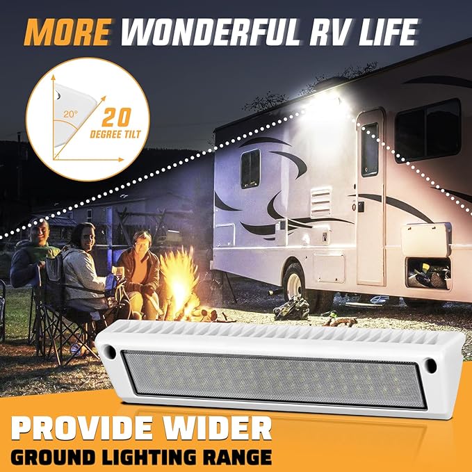 Nilight RV Exterior Lights 13 Inch Porch Light 1PC Flood Beam 12V 24V LED Scene Cargo Lighting White Aluminum Housing for RVs Trailers Travel Campers 5th Wheels Motorhome SUV Truck