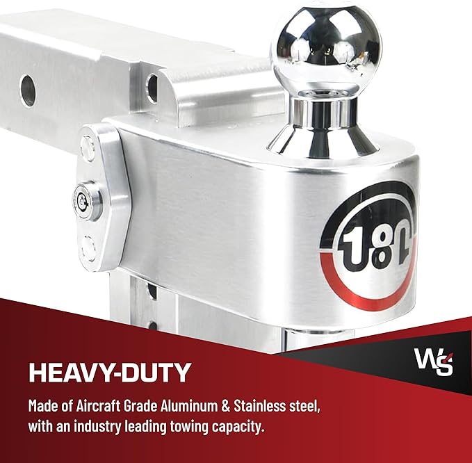 Weigh Safe Adjustable Trailer Hitch Ball Mount, 4" Adjustable Drop Hitch for 2.5" Receiver w/ 2 pc Keyed Alike Lock Set, Heavy Duty Aluminum Trailer Tow Hitch w/Chrome Plated Tow Balls, 18,500 GTW