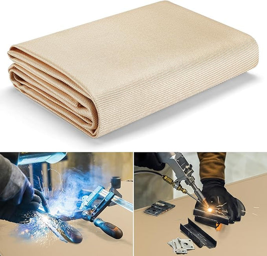 Heavy Duty Fiberglass Welding Blanket, Heat Resistant Blanket with Brass Grommets, Multi-Purpose Welding Mat for Grill, Smoker, Camping, Industrial Use (6x8 ft)