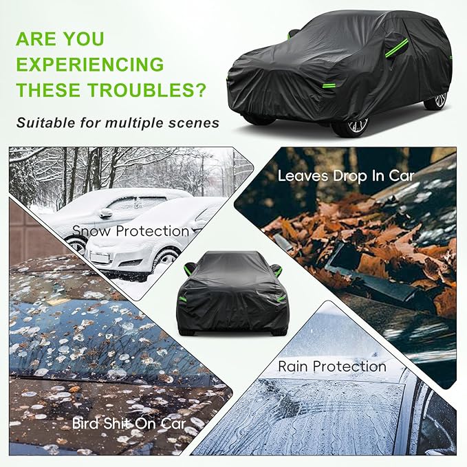KouKou Waterproof SUV Car Cover Suitable for Mercedes Benz GLC 300 350 from 2015 to 2025, 7 Layers Windproof All Weather Waterproof Outdoor Cover Sun Rain UV Dust Snow Protection. Black