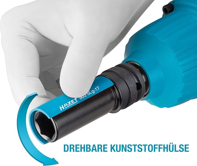 HAZET Socket 903SLG-17, 1/2 Inch Square Drive, 17mm Wrench Size, With Plastic Sleeve, Supports Gentle Wheel Fitting, Especially for Tires with Aluminium Rims