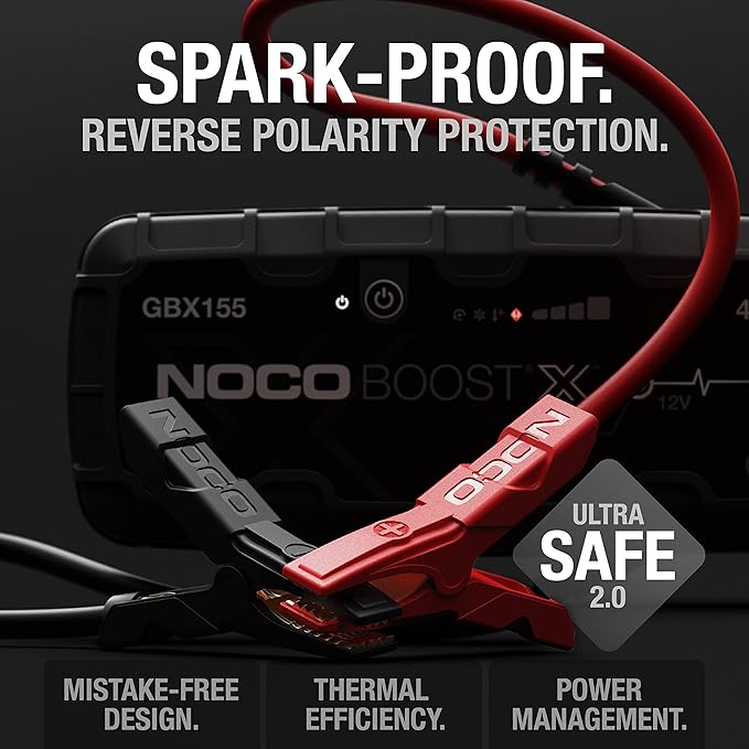NOCO Boost X GBX155: 4250A UltraSafe Jump Starter – 12V Lithium Battery Booster Pack, Portable Jump Box, Power Bank & Jumper Cables - for 10.0L Gas and 8.0L Diesel Engines