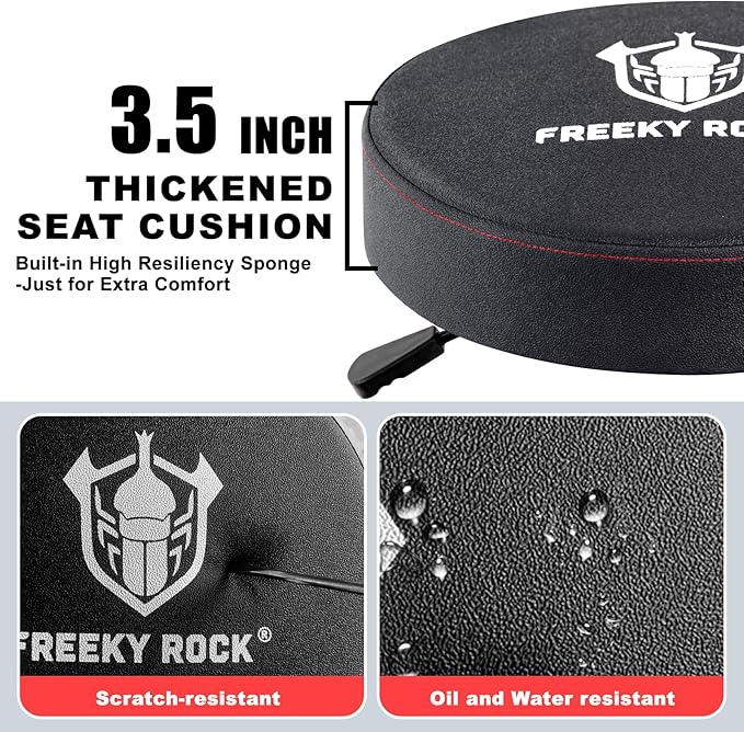 Rolling Shop Stool with Wheels, Heavy Duty Garage Work Mechanic Stool with Backrest, Adjustable Height 360°Swivel Rolling Chair with Tool Tray Storage, 330 LBS Capacity, Red