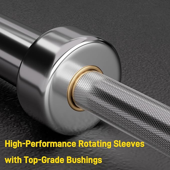 7FT Olympic Barbell, 1500LB Capacity Weight Bar with Knurled Grip, Fits 2” Plates, Straight Bar for Powerlifting, Weightlifting & Bench Press