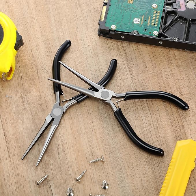 10 Pack Mini Needle Nose Pliers Bulk, 6 Inch Precision Pliers Set with Extra Long Tips for Jewelry Making, Wire Wrapping, Small Object Gripping, DIY Project(Black)