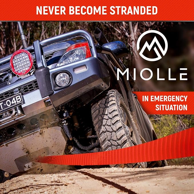 MiolleGear Tow Strap 2”x20’- 20990 lbs MBS (Lab Tested) Recovery Strap Kit Includes: Tow Rope, 2 D-Ring Shackles 5/8 MBS- 28640LBS, Storage Case