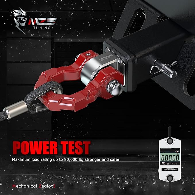 MZS 3/4" D Ring Shackles, 80,000 lbs (40T) Break Strength Shackles with 7/8" Pin Use with Tow Strap Winch Accessories for Off-Road Truck ATV UTV SUV Recovery Towing Red (Pack of 2)