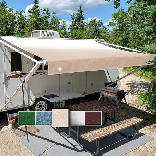 RV Awning Fabric Replacement Standard Grade Premium Vinyl (17'(Fabric 16'2"), Beige Fade)