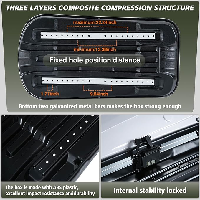 56" L Rooftop Cargo Box Carrier Large 13 Cubic Feet Car Top Mount Travel Luggage Storage,Hard Shell Roof Cargo Dual Side Opening,Heavy Duty Waterproof Rooftop Storage Box White