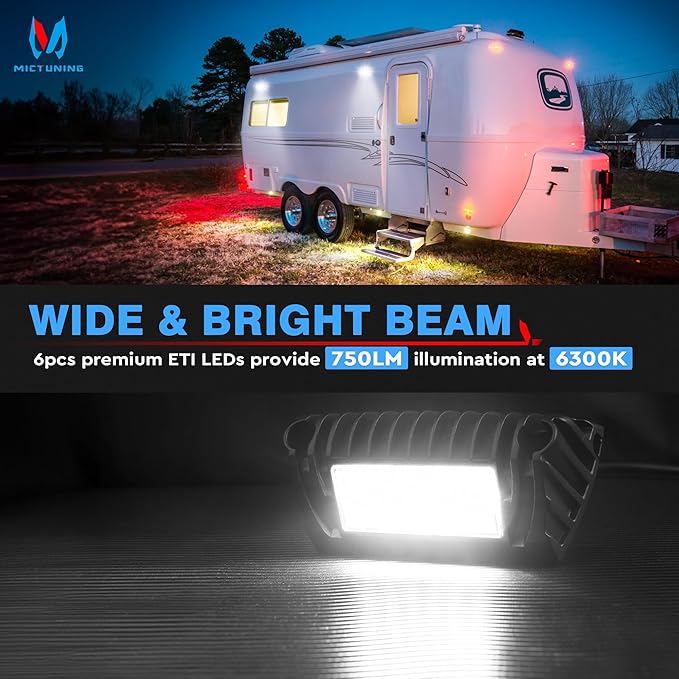 MICTUNING RV Exterior Porch Utility Light 12V Awning Lights | Replacement Lighting for RVs Trailers Campers