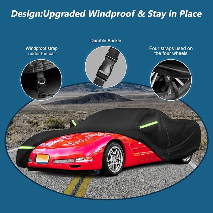 Waterproof Car Cover Replace for Chevy Corvette C5 1996-2004, 420D Outdoor Car Covers Windproof Heavy Duty Full Exterior Covers Waterproof All Weather for C5 1996-2004 Chevy Corvette
