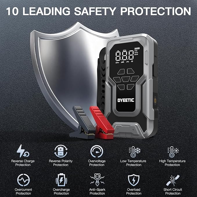 Portable Car Jump Starter with Air Compressor,7000A 150PSI Car Battery Jump Starter with Tire Inflator,12V Pack Jump Box with Large Digital Display, 21800mAh Power Bank,Smart Jumper Cable