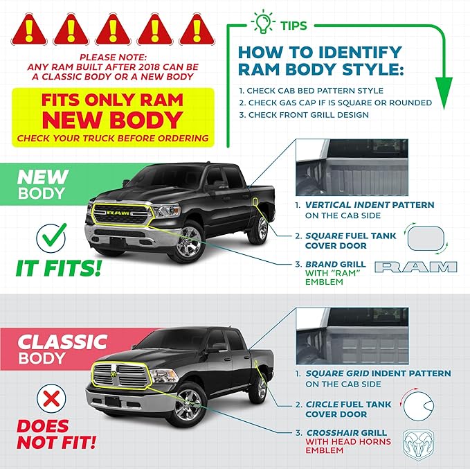 American Flag Truck Tonneau Cover for 2019-2025 Ram 1500 (New Body ONLY) / 2019-2024 Ram 2500 & 3500 with 6.4 ft Bed Length, All-Weather Soft Roll Truck Bed Cover for Truck (NO RAMBOX)