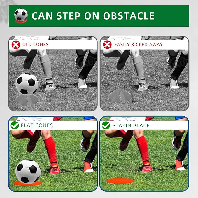 Spot Markers 9 Inch Non Slip Rubber Floor Markers Flat Field Cones Poly Dots for Classroom Dance Sports Soccer Basketball Speed Agility Training(6 Colors)
