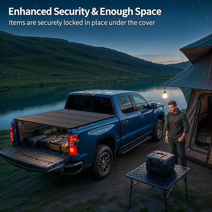 OEDRO Quad Fold Hard Truck Bed Tonneau Cover Fit for Ford F150 F-150 2015-2025 with 5.5ft Bed, Black