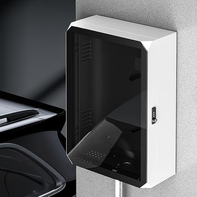 Tesla Wall Charger Cover, Outdoor EV Charger Enclosure Universal Fit for All Electric Vehicle Chargers, Large Capacity Weatherproof Wall-Mounted Charger Box (Silver-Gray)