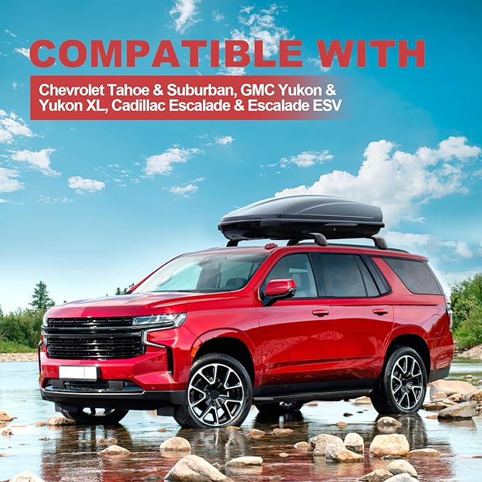 KINGGERI Lockable 330lbs Roof Rack Cross Bars Compatible with 2021 2022 2023 2024 2025 2026 Chevy Tahoe & Chevrolet Suburban & GMC Yukon XL & Cadillac Escalade ESV, Heavy Duty Rooftop Aluminum