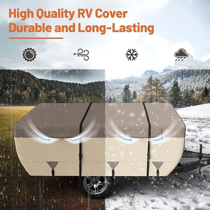 Umbrauto Pop Up Camper Cover for 08'-10' Folding Tent Trailer – 7-Layer Top, 3-Layer Side, Waterproof, Windproof, Sun-Resistant, Heavy-Duty Cover for All-Weather Protection