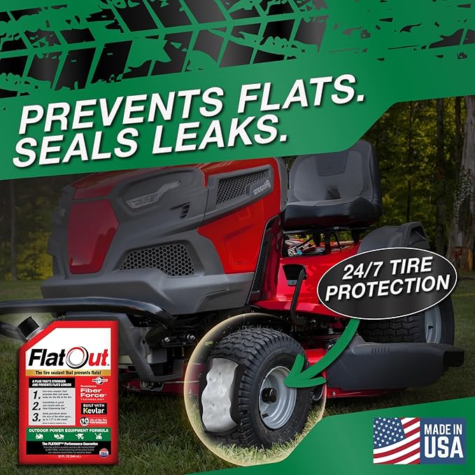 FlatOut Off Road Tire Sealant, Outdoor Power Equipment Formula, Prevents Flat Tires, Fix a Flat Tire, Seals Leaks, Contains Kevlar, 32 Ounce Bag, 2-Pack