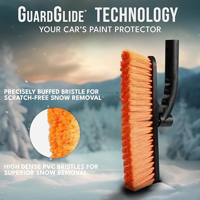 EcoNour 27" 3 in 1 Snow Brush with ice Scraper for car Windshield and Window | 360° Aluminum Rotatable Snow Brush for car | Winter Snow Removal Tools with Detachable Foam Grip | Winter Car Accessories