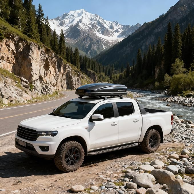 Hard Shell Roof Cargo Carrier with Security Keys, Roof Box, Cargo Box, 62.52 (L) x32.48 (W) x 13.19(H) Inches, 14 Cubic Feet (Tool-Free Install), Carbon Black