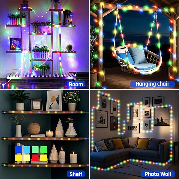 New Upgraded Solar Rope Lights Outdoor Waterproof 19 Modes170ft 500 LED Solar String Lights with Remote Timer Dimmable USB Rechargeable Yard Outside Christmas Lights Xmas Decor (500LED-Multicolor)