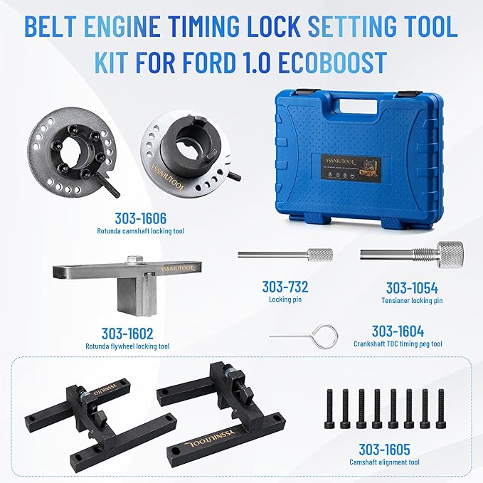 Petrol Engine Timing Tool Kit, Compatible with Ford 1.0 EcoBoost Focus Fiesta Belt Engine Timing Locking Setting Tools Set for Ford 1.0 ECOBOOST Lock Tool KIT SCTi 303-1605 303-1606 303-1604 303-1602