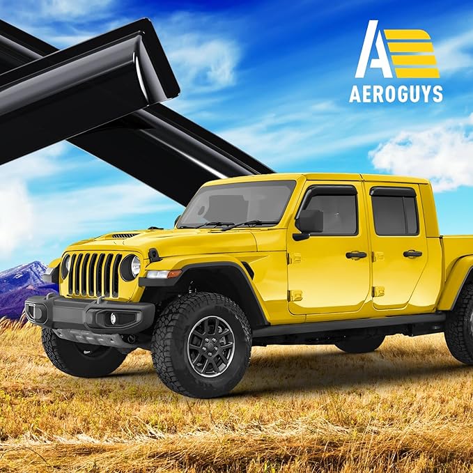 Extra Durable Window Deflectors Tape-On Window Visors Rain Guards Fit for Jeep Gladiator 2020-2026, Sun Visors, Wind Vent for Shades, Exterior Car Accessories - 4pcs. AG0545